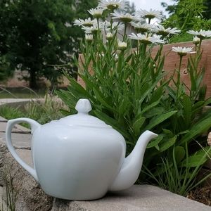 White ceramic teapot